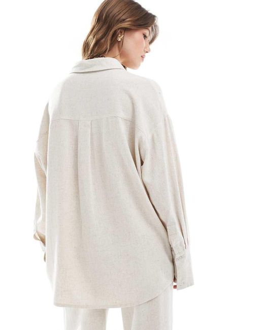 4th & Reckless Oversized Overhemd Van Linnenmix Met Knoopsluiting En Kraagje in het White