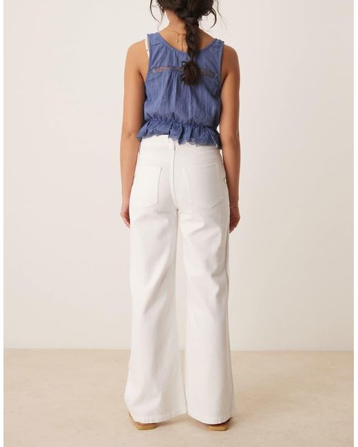 Vaqueros Blanco Óptico De Pernera Recta Y Corte Ancho Stride De Free People de color Natural