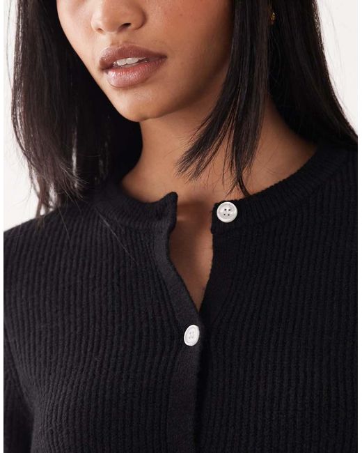 Pieces Black Short Sleeve Boxy Cardigan