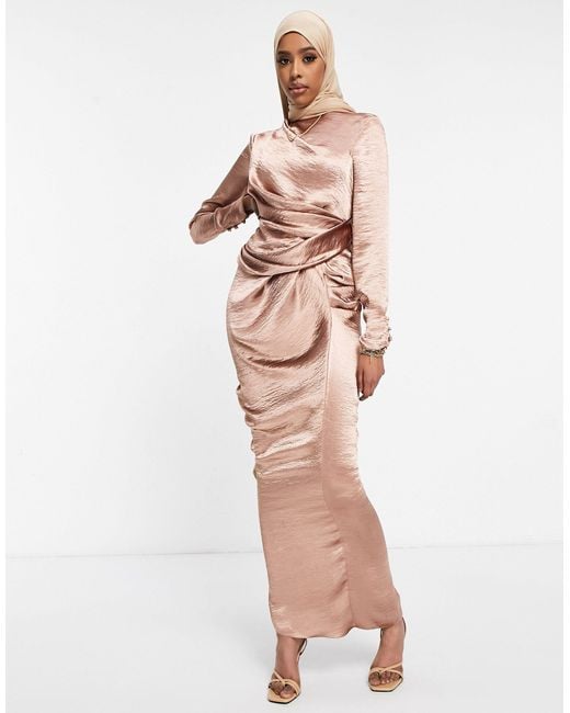 Asos design high drape neck maxi with long sleeves Clearance