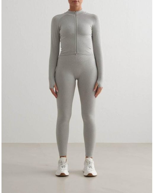 Aim'n Gray Melange Shape Seamless Zip Jacket