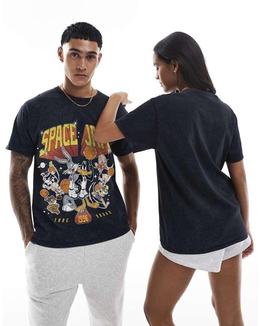 PRNT Black Space Jam 1996 Tune Squad Relaxed T-Shirt