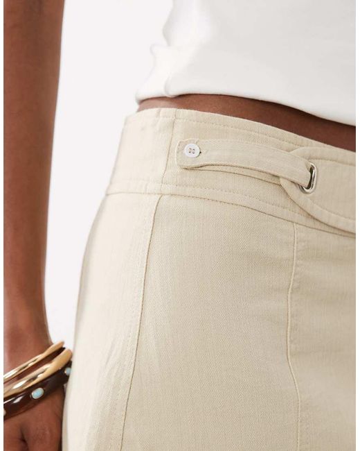 Motel Natural Julis Buckle Waist Twill Mini Skirt