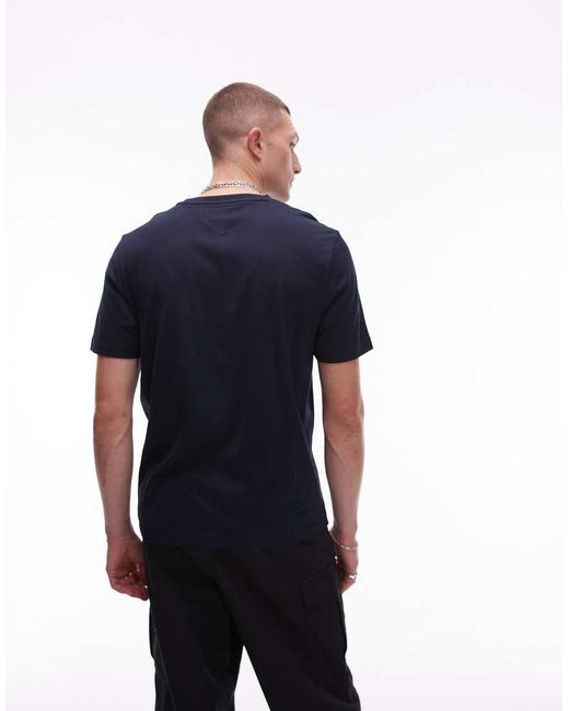 Tommy Hilfiger Blue Embroidered Crest Logo T-shirt for men