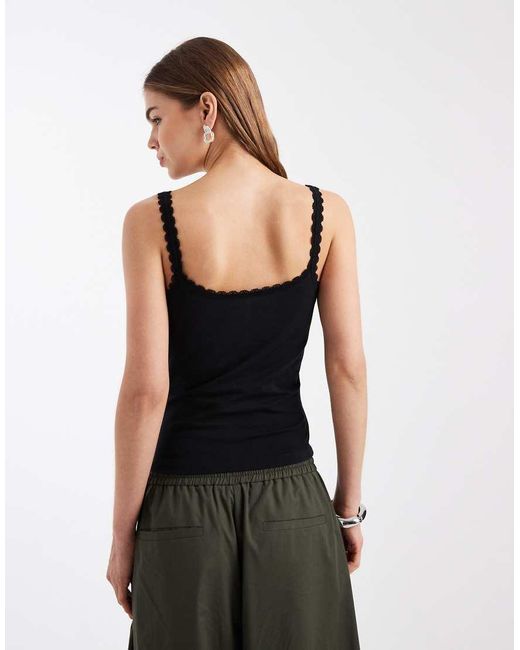 Collusion Black Lace Trim Cami Top