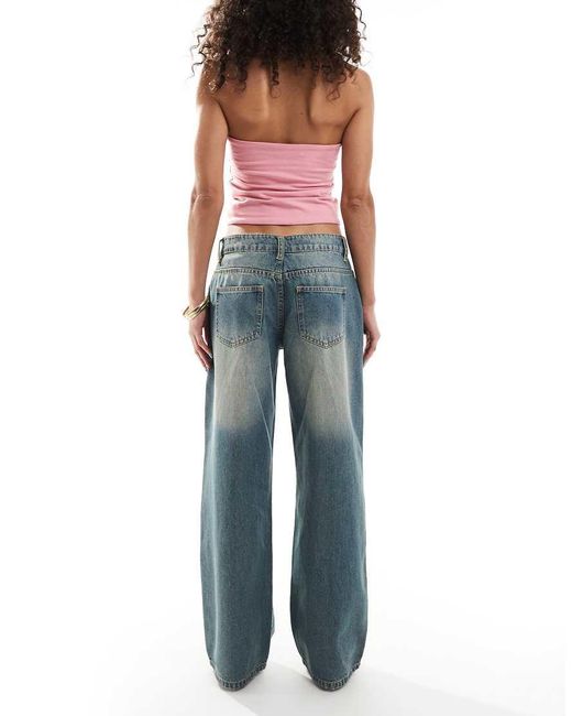 Daisy Street Blue Roomy Low Rise Jeans