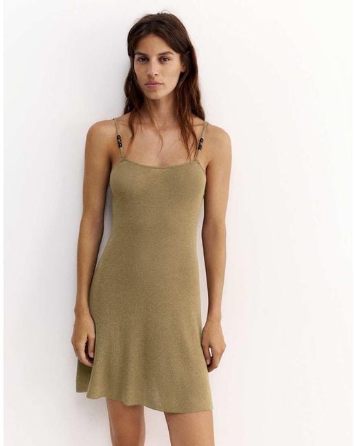 Pull&Bear Natural Rustic Beaded Strappy Dress