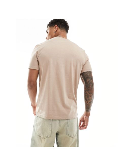 Camiseta marrón claro con cuello redondo ASOS de hombre de color Natural
