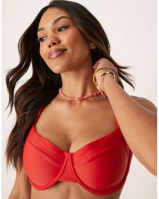 Abercrombie & Fitch Red Curve Wide Strap Bikini Top Co-ord