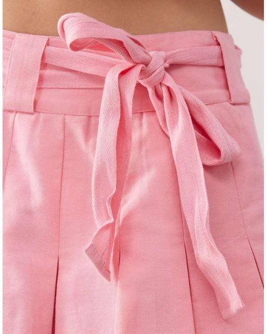 Collusion Pink Pleated Mini Skirt With Belt Detail