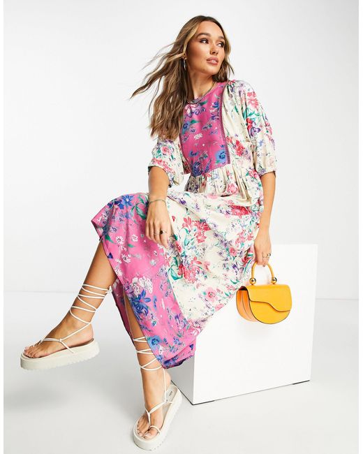 River Island Floral Mix Maxi Dress in Pink | Lyst