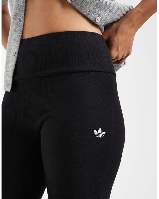 Adidas Originals White Essentials Rib Flared Leggings