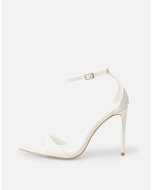 Public Desire White Kelisa Pu Pointed Toe Barely There Stiletto High Heels