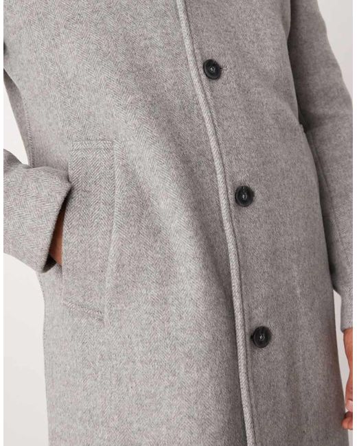 Mango Wool Mix Mid Length Herringbone Coat in Grey for Men Mango Wool Mix Mid Length Herringbone Coat in Grey for Men