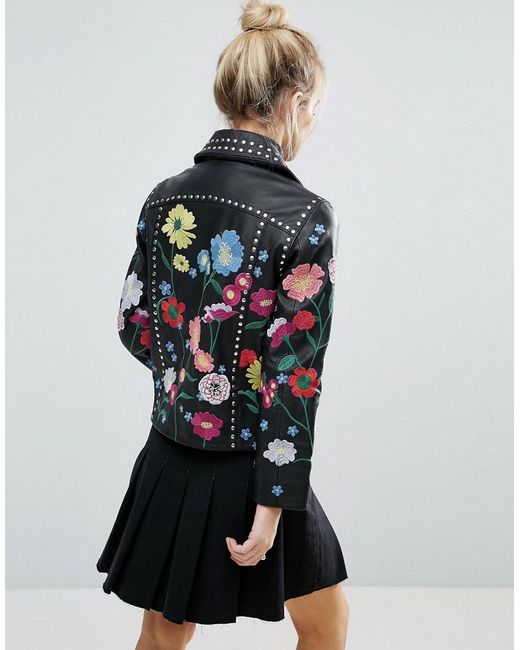Asos embroidered hotsell leather jacket