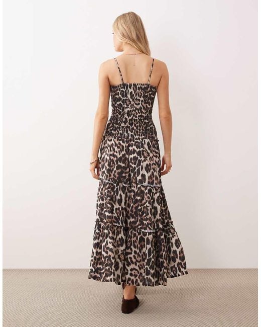 Iisla & Bird Brown Maxi Shirred Detail Beach Dress