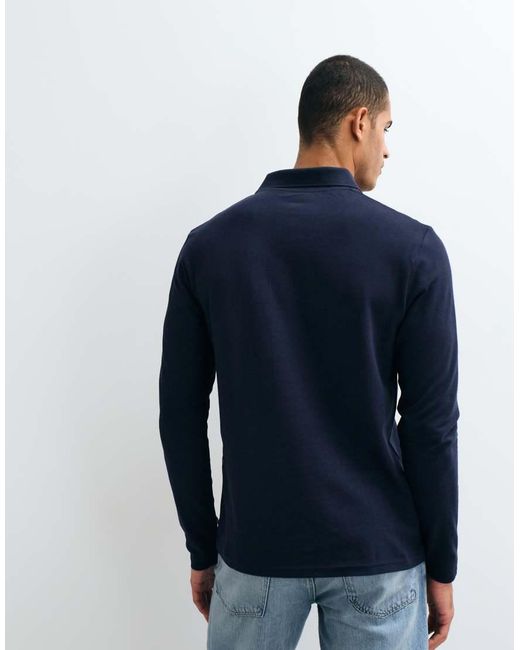 Polo Basic A Maniche Lunghe di ASOS in Blue da Uomo