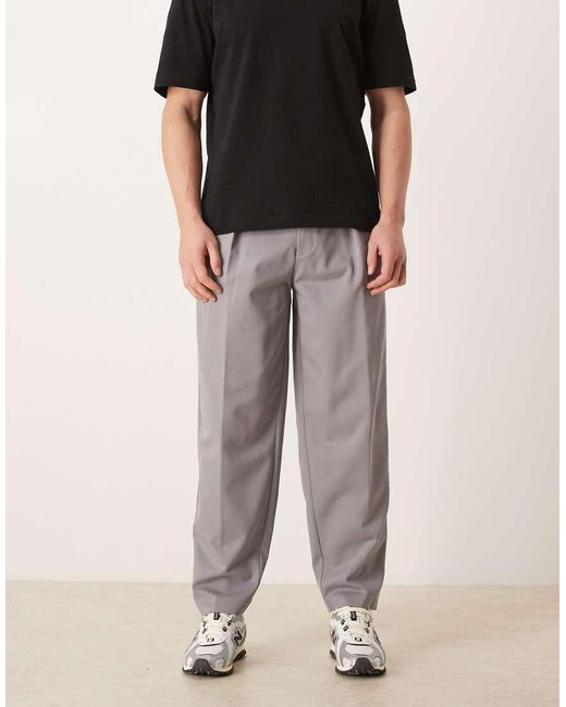 ASOS Gray Smart Oversized Tapered Pants for men