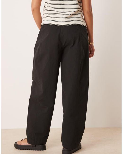Mango Black Pull On Barrel Leg Trouser