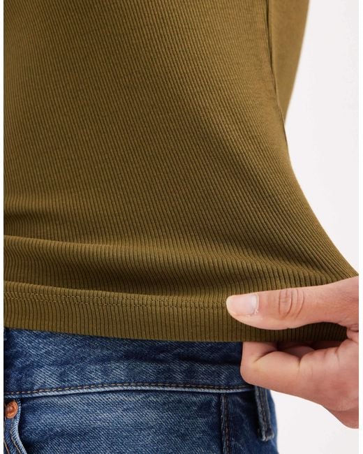 Débardeur côtelé à encolure dégagée et passepoils épais - olive ASOS en coloris Green