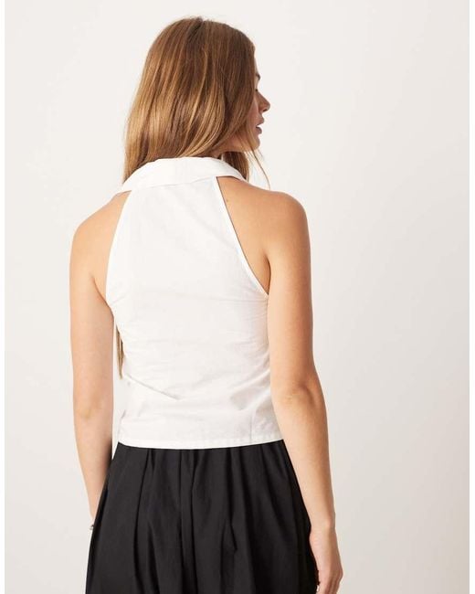 Motel White Zosia Asym Tailored Button Up Blouse