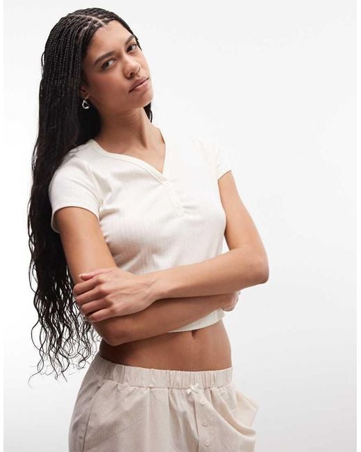 Daisy Street White Pointelle Pyjama Top And Bottoms