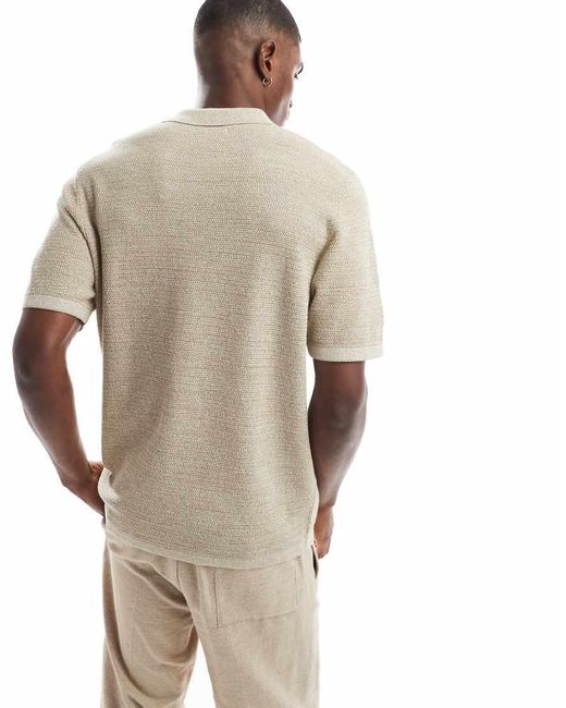 Jack & Jones Natural Textured Knitted Polo for men
