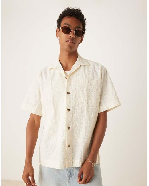 Camisa Color Crema Con Patrón Texturizado De -Blanco SELECTED de hombre de color White