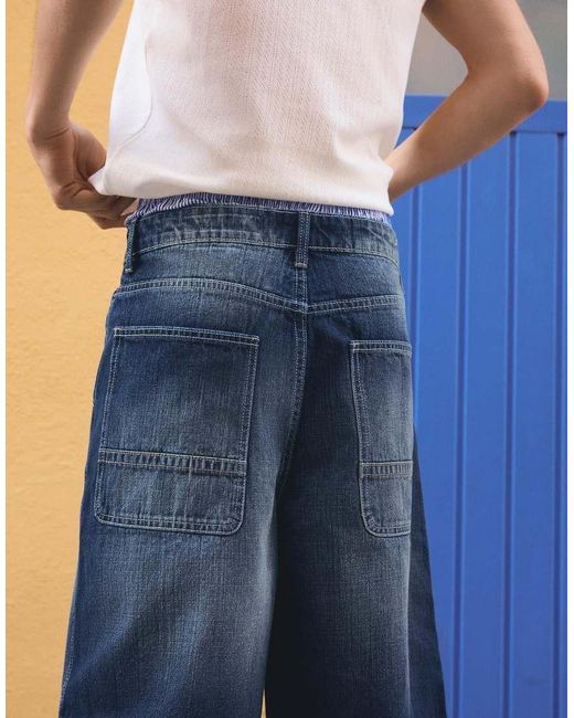 Bershka Purple Denim Skater Bermuda Shorts for men