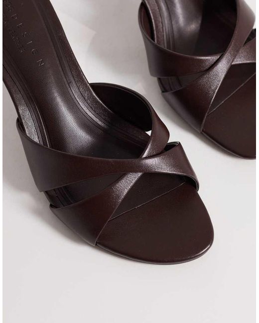 ASOS Natural Hum Premium Cross Strap Mid Heeled Mules