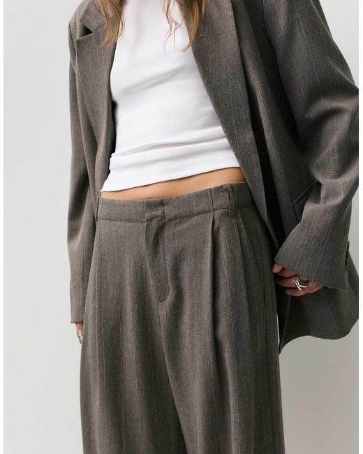 Pull&Bear Brown Striped Smart Trousers