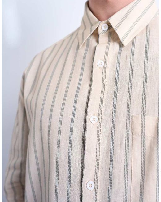 Camisa A Rayas Holgada De Manga Larga De -Neutro Topman de hombre de color Gray
