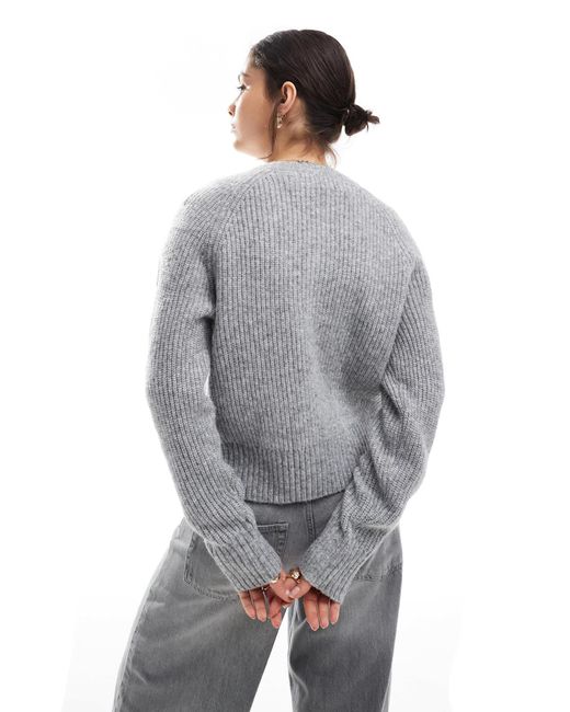 Threadbare Gray – gerippte strickjacke