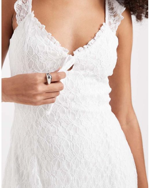 Hollister White Lace Tie Front Floaty Mini Dress
