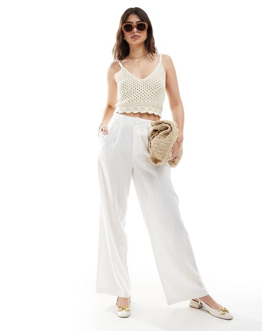 Vero Moda White – kurzes camisole-oberteil aus häkelware