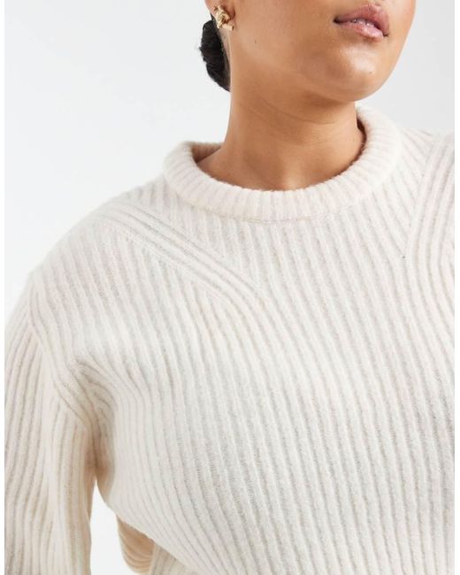ASOS White Asos Design Curve Crew Neck Rib Detail Jumper