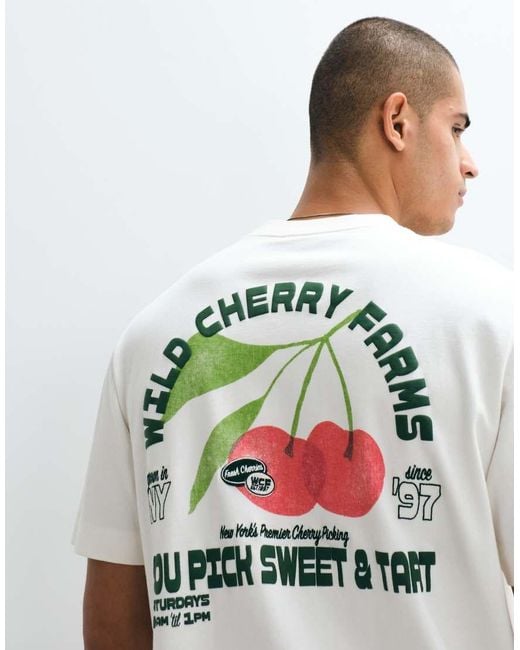 Abercrombie & Fitch White Lemon Back Graphic T-Shirt for men