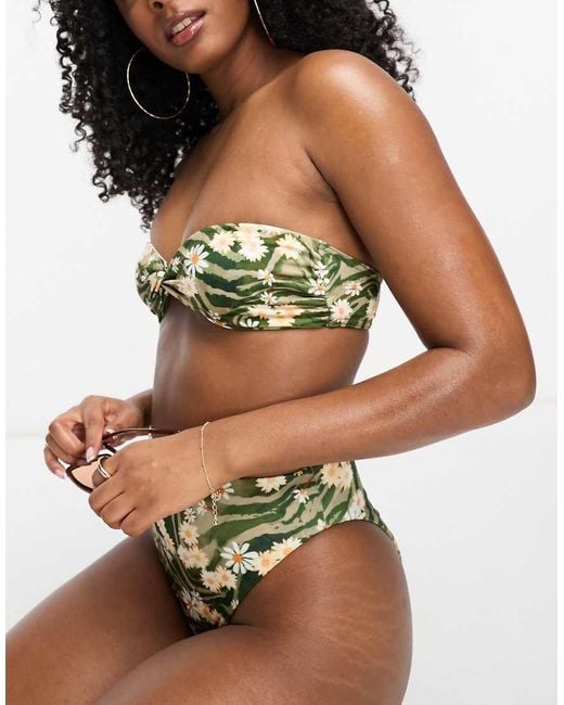ASOS Brown Mix And Match Moulded Twist Bandeau Bikini Top