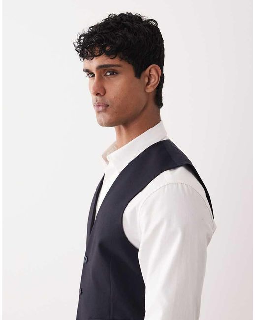 ASOS Blue Slim Suit Waistcoat for men