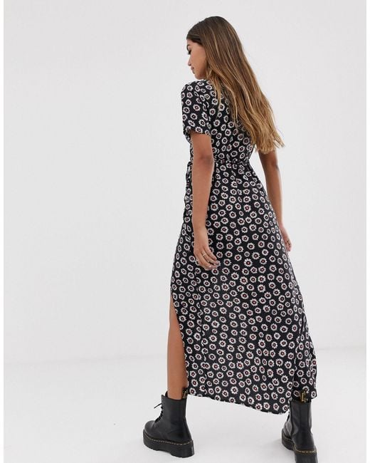 black thigh split midi dress