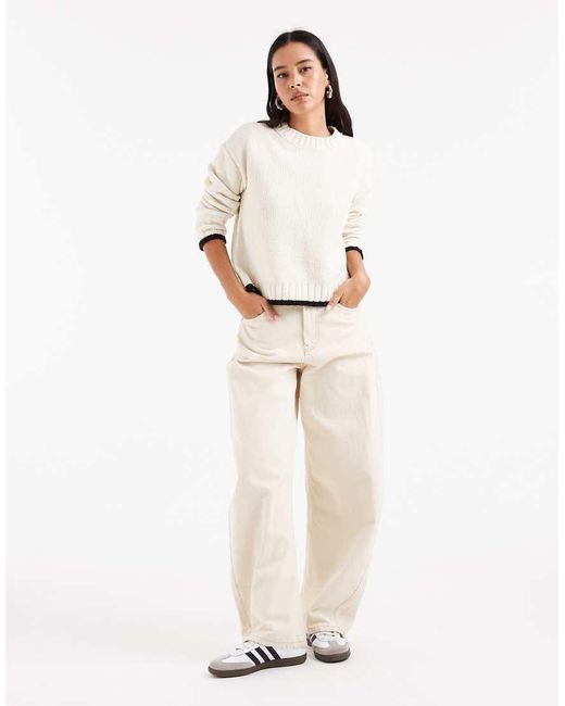 Vero Moda White Round Neck Jumper With Contrast Trim
