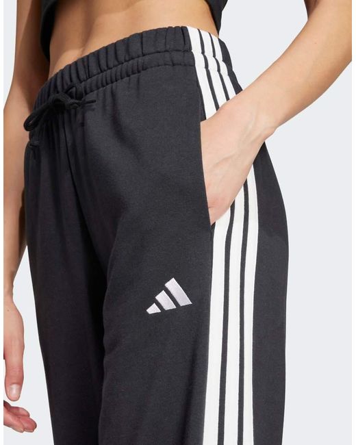 Adidas Originals Black Essentials 3-Stripes Open Hem French Terry Pants