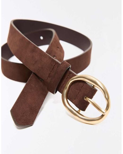 Bershka Blue Leather Effect Belt With Buckle