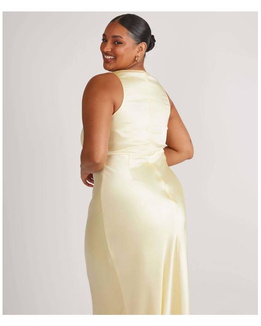 Six Stories White Cowl Front Satin Bridesmaid Dress