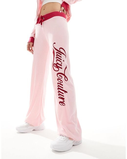 Juicy Couture Pink Retro Towelling Flare Tracksuit Bottoms Co-ord
