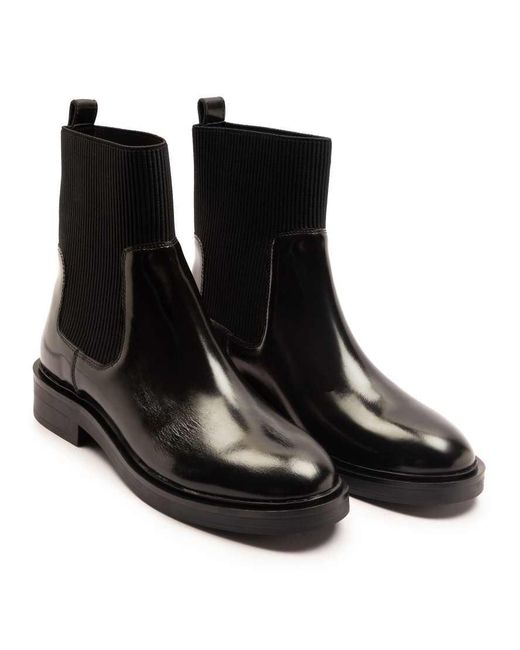 OFF THE HOOK Black Brook Chelsea Ankle Boots With Elastic Side Panels