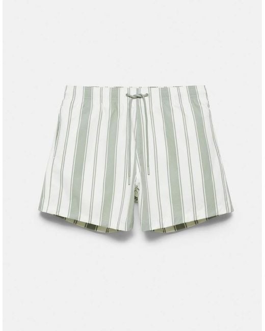 Pull&Bear Gray Striped Board Shorts for men