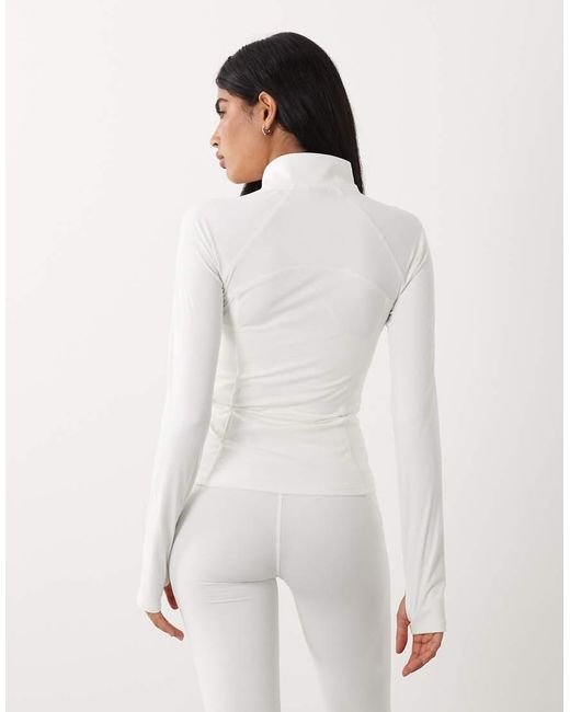 Gina Tricot White Mix And Match Zip Up Yoga Jacket