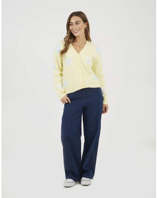 Brave Soul Natural Soft Flower Jacquard Knitted Cardigan