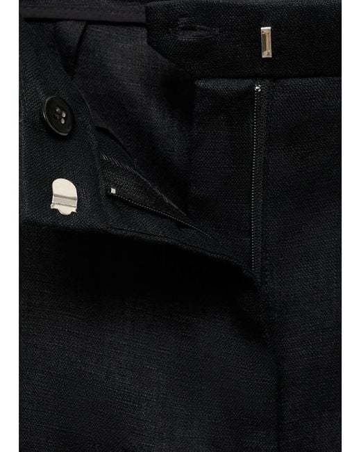 Mango Rechte Broek Van 100% Linnen in het Blue